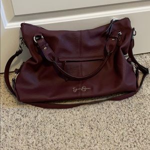Jessica Simpson purse. Wine/silver. Used.